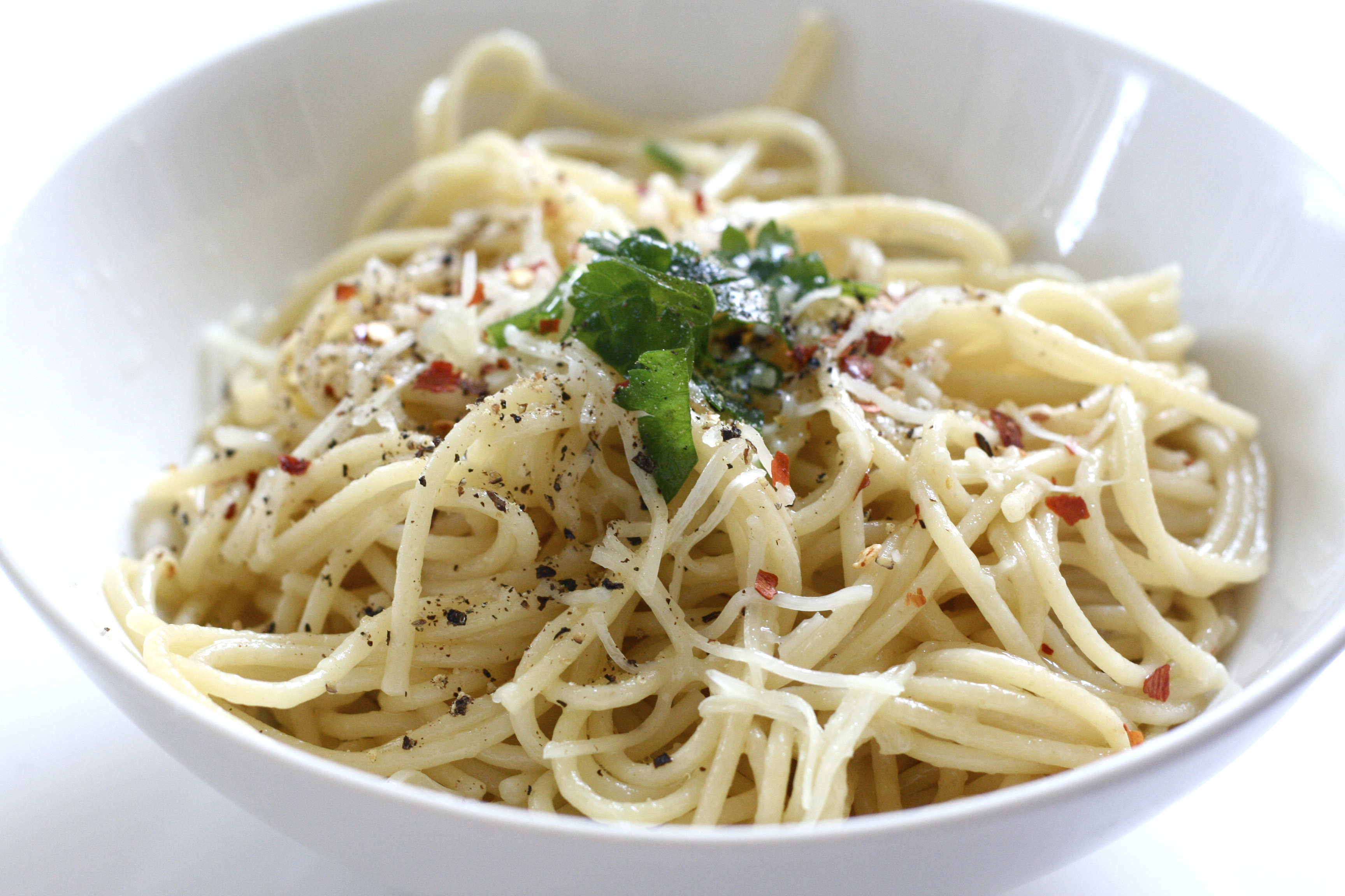 pasta with olive oil, garlic, parmesan, and… fish sauce